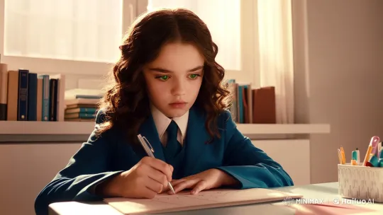 Teenager Mariam Solves Math in Futuristic Classroom – AI Generated Video | Hailuo AI