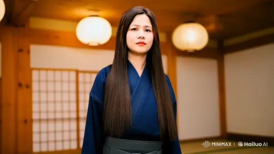 Woman Demonstrates Martial Arts Mastery in Serene Dojo – AI Generated Video | Hailuo AI