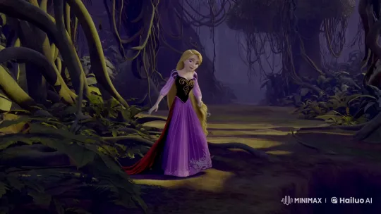Rapunzel's Tense Encounter in a Lush Jungle Setting – AI Generated Video | Hailuo AI