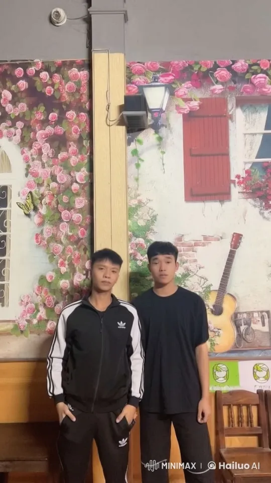 Two Men Standing by a Decorative Wall – AI Generated Video | Hailuo AI