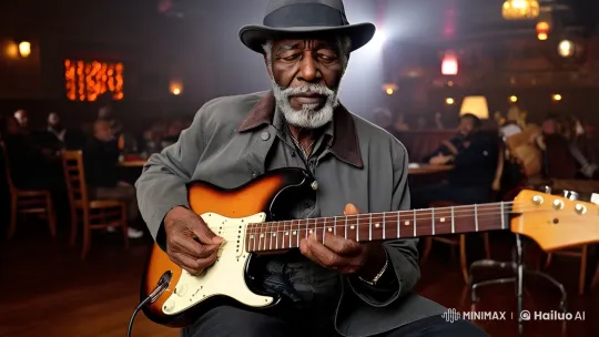 Seasoned Bluesman in Intimate Jazz Club Performance – AI Generated Video | Hailuo AI