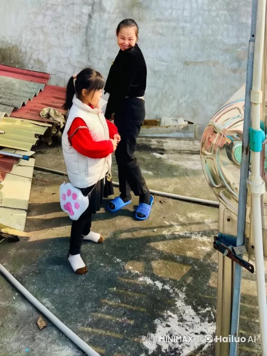 Young Girl and Adult Practice Kungfu on Rooftop – AI Generated Video | Hailuo AI