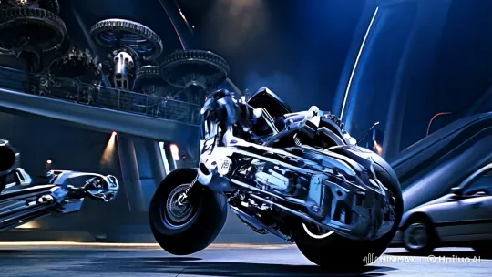 Futuristic Bike Engages in Intense Robot Battle – AI Generated Video | Hailuo AI