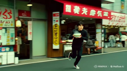 Japanese Man Sprints with Ramen Through Chaotic Battlefield – AI Generated Video | Hailuo AI