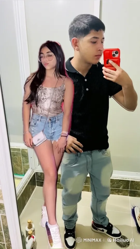 Affectionate Couple in Bathroom Mirror Reflection – AI Generated Video | Hailuo AI