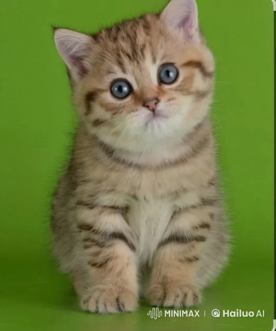 Curious Fluffy Kitten in Soft-Lit Green Setting – AI Generated Video | Hailuo AI