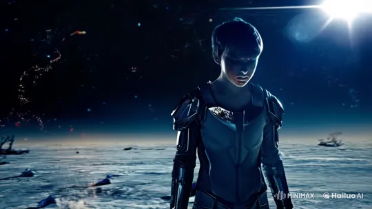 Space Warrior in Intense Combat Scene – AI Generated Video | Hailuo AI