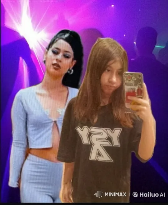 Girls Embrace in Colorful Nightclub Scene – AI Generated Video | Hailuo AI