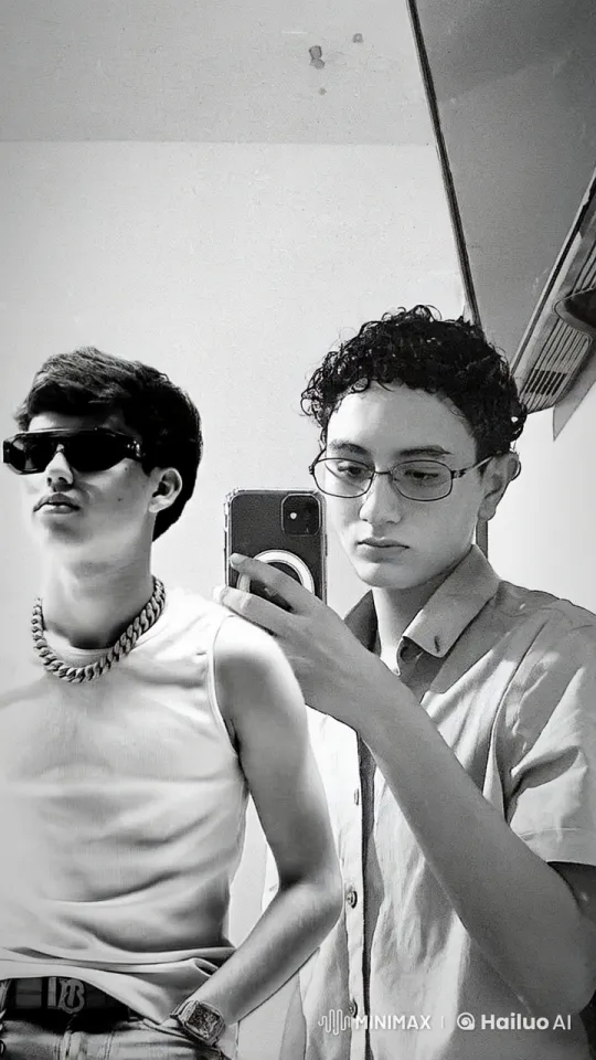 Boy with Dark Glasses Takes Selfie and Kisses Friend – AI Generated Video | Hailuo AI