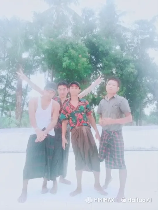Four Men Engage in Playful Kung Fu in Nature – AI Generated Video | Hailuo AI