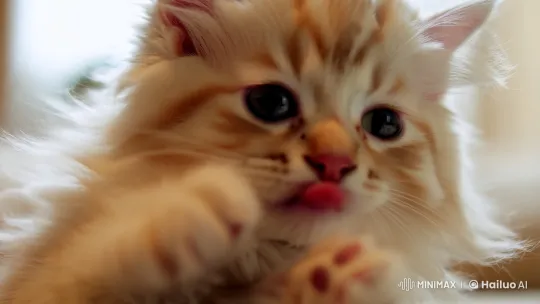 Fluffy Kitten's Serene Grooming Ritual – AI Generated Video | Hailuo AI