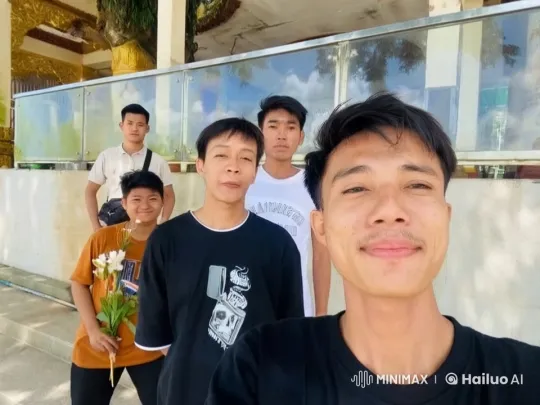 Five Friends Display Martial Arts Skills in Temple Setting – AI Generated Video | Hailuo AI