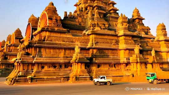 Sun Temple of Konark: Majestic Stone Chariot in Sunlight – AI Generated Video | Hailuo AI
