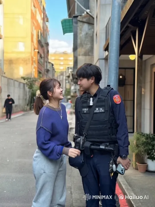 Woman and Police Officer Dispute on Urban Street – AI Generated Video | Hailuo AI