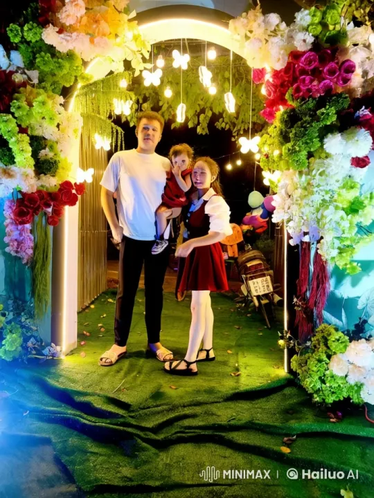 Family Showcases Martial Arts Skills Under Festive Archway – AI Generated Video | Hailuo AI