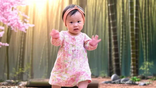 Toddlers Kungfu in Bamboo Forest – AI Generated Video | Hailuo AI