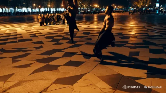 Martial Artists' Synchronized High-Flying Kick in Slow-Motion – AI Generated Video | Hailuo AI