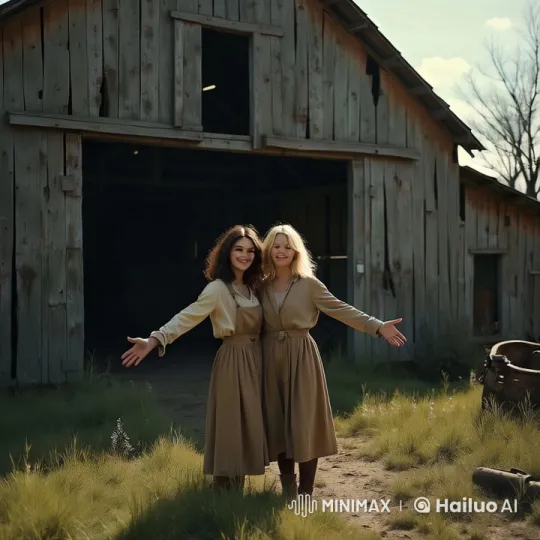Women Embrace in Serene Countryside Setting – AI Generated Video | Hailuo AI