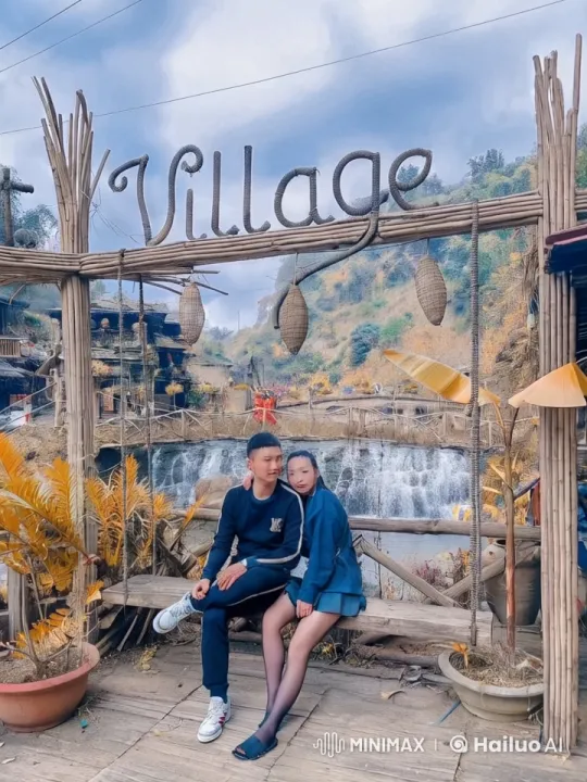 Martial Arts Couple's Dynamic Display in Scenic Village – AI Generated Video | Hailuo AI
