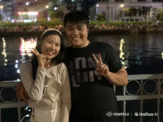 No need for a title change, as the existing title accurately captures the essence of the content: "Young Couple's Energetic Kungfu Display by the Waterfront at Night." – AI Generated Video | Hailuo AI