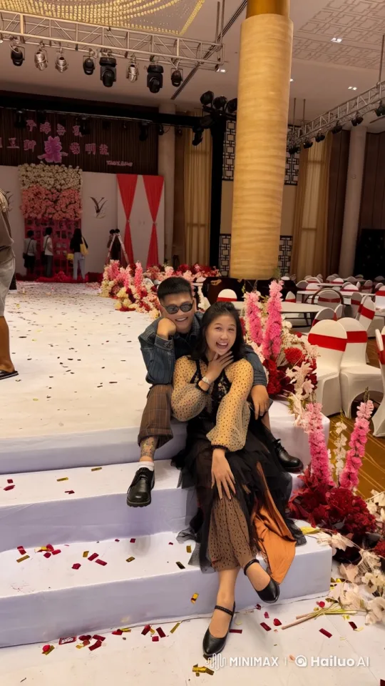 Couple Engages in Playful Kungfu Fight in Decorated Venue – AI Generated Video | Hailuo AI