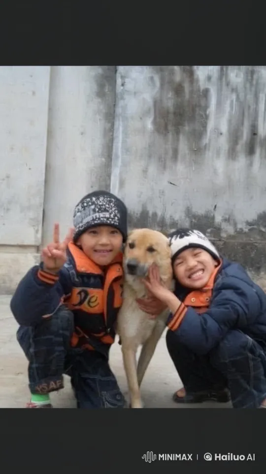 Children and Dog Share a Tender Moment – AI Generated Video | Hailuo AI