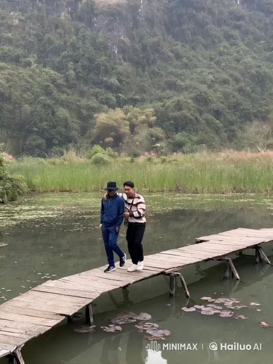Intense Fight on Serene Wooden Footbridge – AI Generated Video | Hailuo AI
