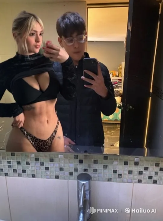 Couple Shares Intimate Moment in Bathroom Selfie – AI Generated Video | Hailuo AI