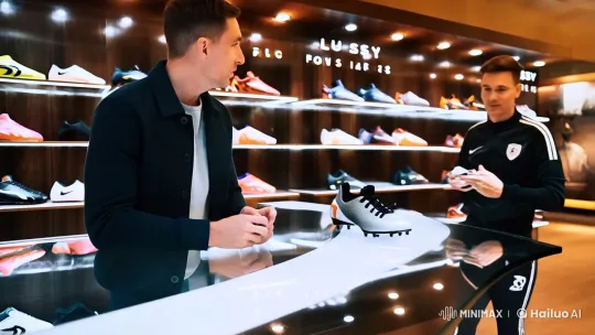 Luxury Sports Boutique Encounter with Stylish Men – AI Generated Video | Hailuo AI