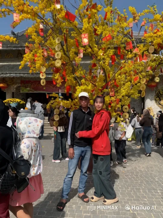 Asian Festival: Martial Arts Demonstration in Front of Decorated Tree – AI Generated Video | Hailuo AI