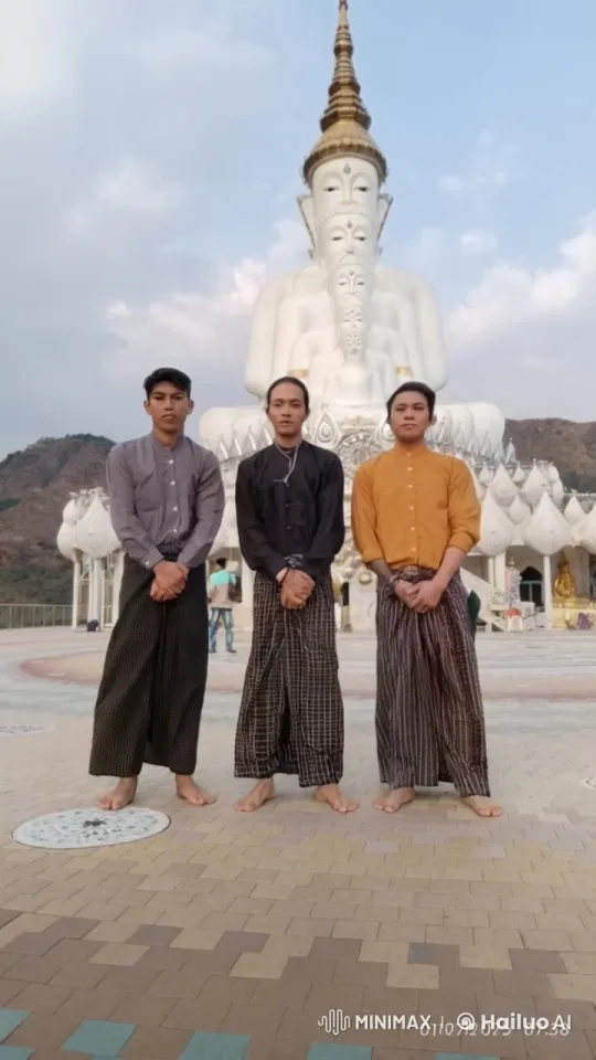 Traditional Attire Martial Arts Display in Front of White Temple – AI Generated Video | Hailuo AI