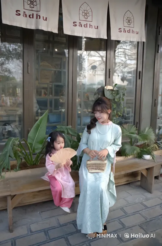 Traditional Girls Demonstrate Martial Arts Outside 'Sādhu' Shop – AI Generated Video | Hailuo AI