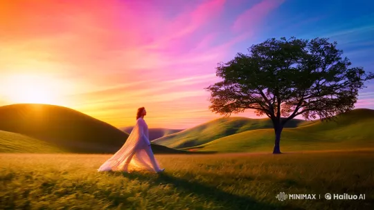 Sunset Dance: Figure in Harmony with Nature – AI Generated Video | Hailuo AI