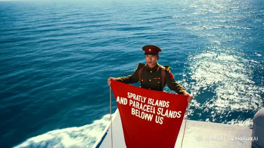 Vietnamese Soldier Stands Firm with Banner Over Vast Ocean – AI Generated Video | Hailuo AI