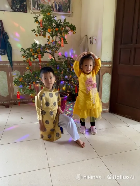 Vietnamese Children Practicing Kung Fu by Kumquat Tree – AI Generated Video | Hailuo AI