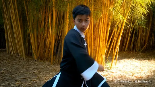 Kung Fu Practitioner in Bamboo Forest – AI Generated Video | Hailuo AI