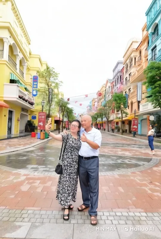 Elderly Couple's Joyful Street Dance and Playful Antics – AI Generated Video | Hailuo AI