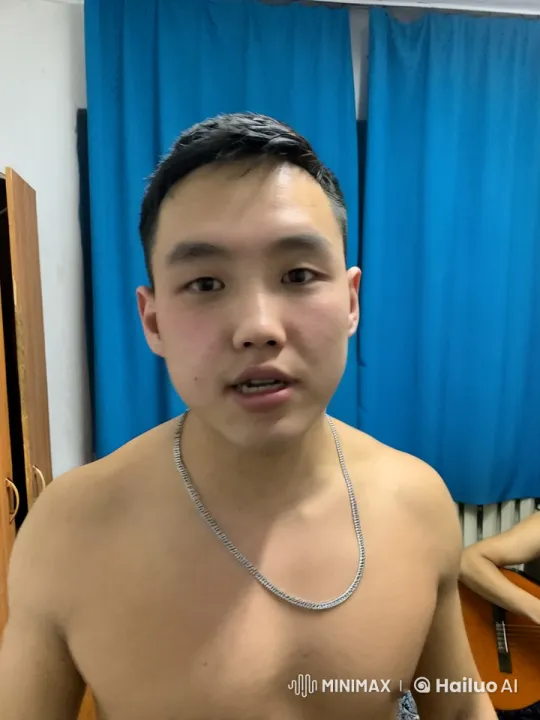 Man Flexes Muscles with Steady Camera and Guitar Background – AI Generated Video | Hailuo AI