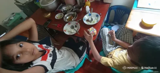 Children's Playful Martial Arts Fight at Dining Table – AI Generated Video | Hailuo AI