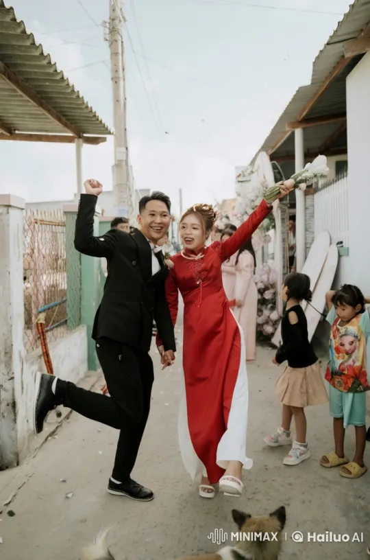 Wedding Celebration: Groom and Bride's Kung Fu Performance – AI Generated Video | Hailuo AI