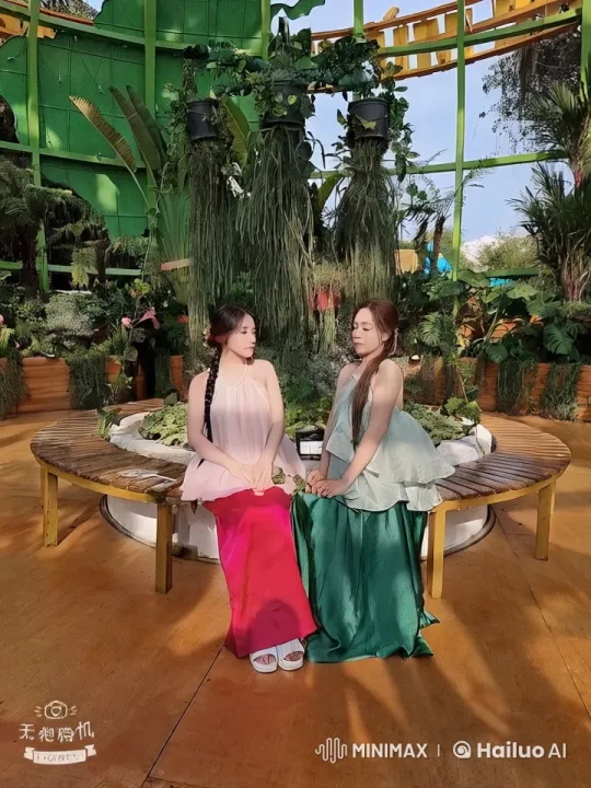 Elegant Women Practice Martial Arts in Tropical Garden – AI Generated Video | Hailuo AI
