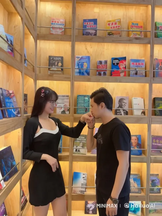 Martial Arts Sparring in a Tranquil Library Setting – AI Generated Video | Hailuo AI
