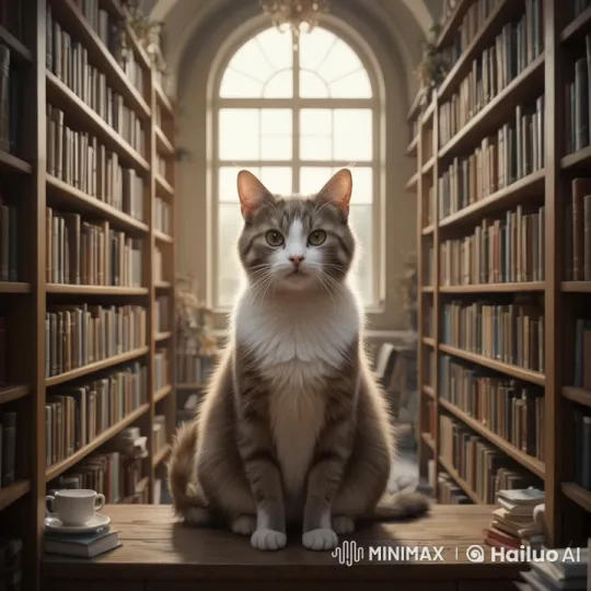 Cat Library: A Collection of Feline Knowledge – AI Generated Video | Hailuo AI