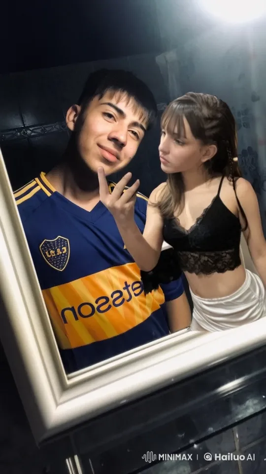 Young Couple Shares Affectionate Moment in Mirror – AI Generated Video | Hailuo AI