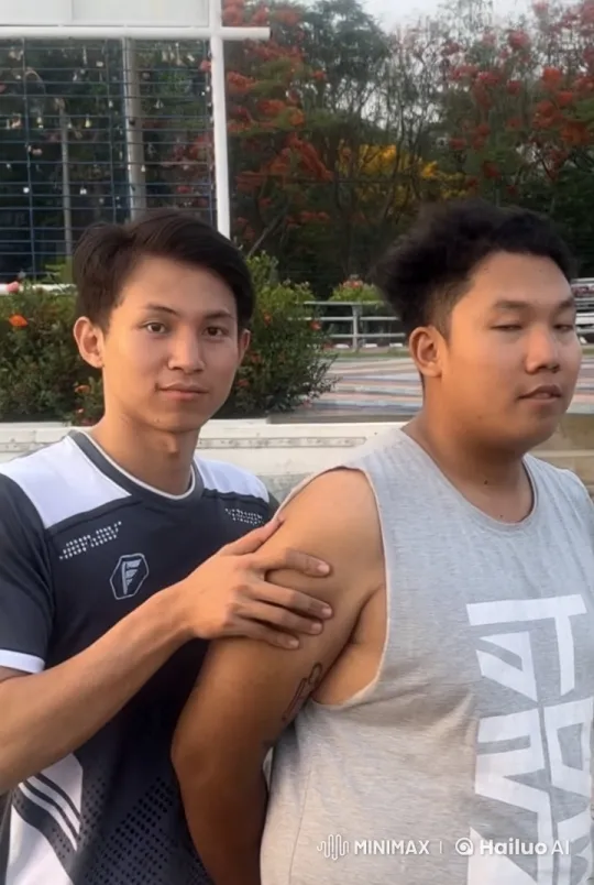 Affectionate Hug and Cheek Kiss Between Two Young Men – AI Generated Video | Hailuo AI