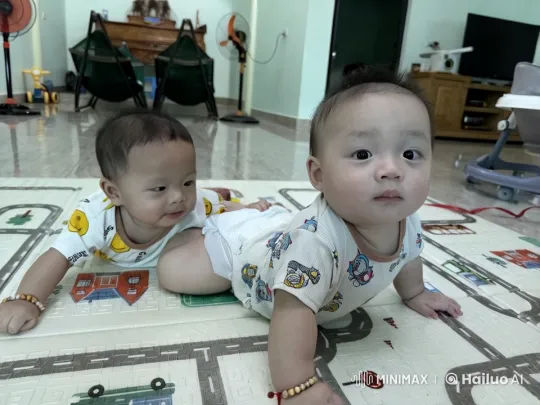 Two Babies Play and Interact on a Play Mat – AI Generated Video | Hailuo AI