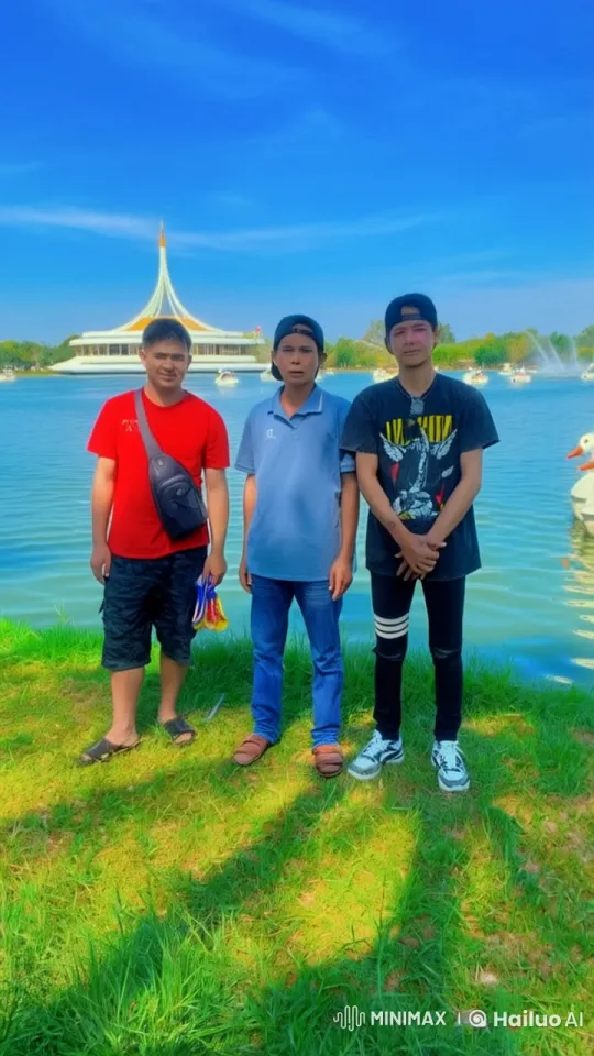Three Men Perform Dynamic Kung Fu on Lakefront – AI Generated Video | Hailuo AI