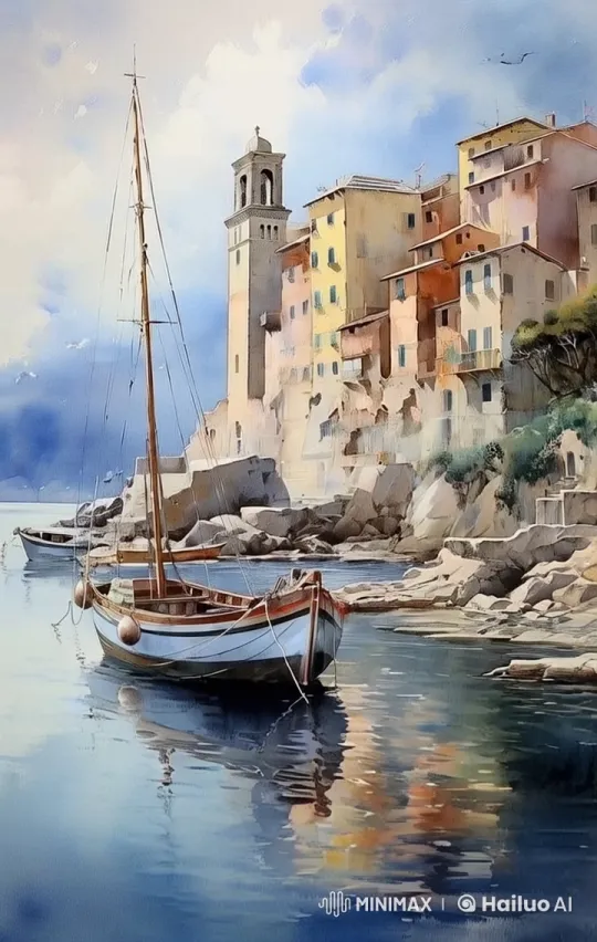 Italian Village Harbor Animated Scene – AI Generated Video | Hailuo AI