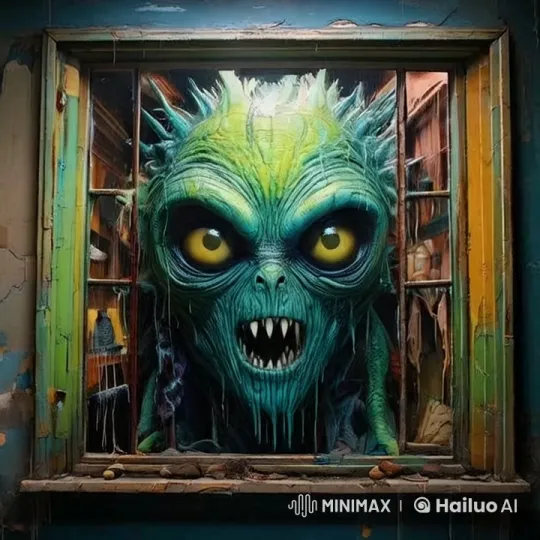 Creature Observes Surroundings Through Rustic Window – AI Generated Video | Hailuo AI