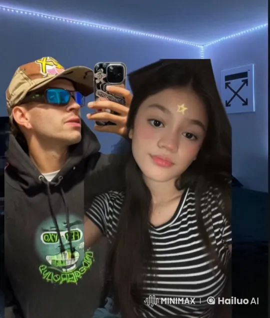 Young Couple's Intimate Selfie Moment in Blue-Lit Room – AI Generated Video | Hailuo AI